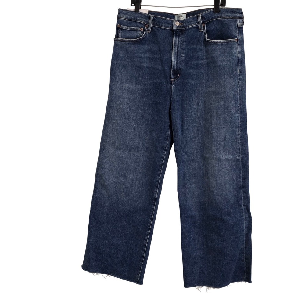 AGOLDE Harper Crop Jeans Womens 34 Motion Blue Mid Rise Relaxed Straight Leg New